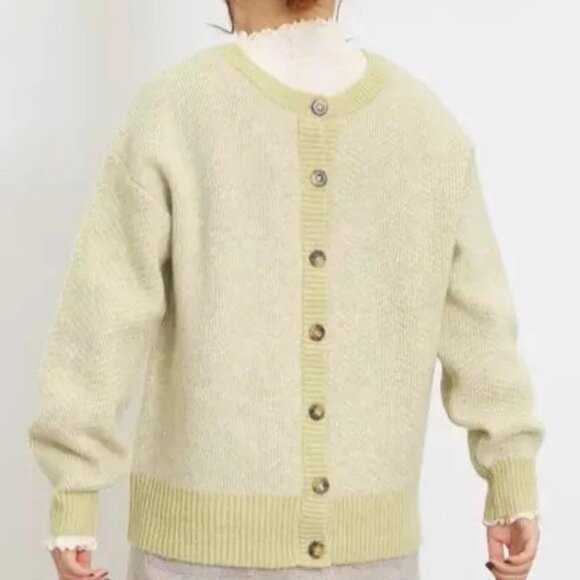 Japanese Brand "SM2" Beige Herringbone 2-Style Button Sweater-One Size - Picture 3 of 6